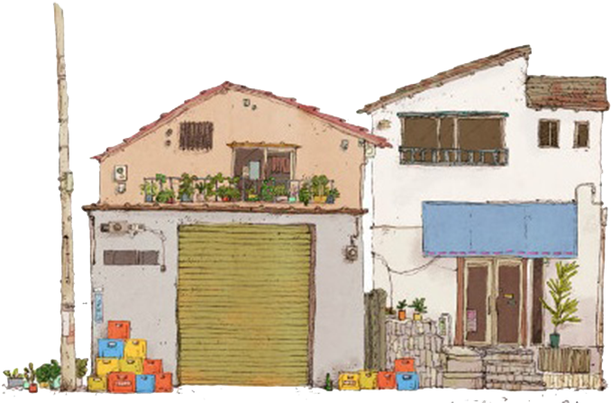 Illustrator Illustration - Green Door - Sketch (724x500)