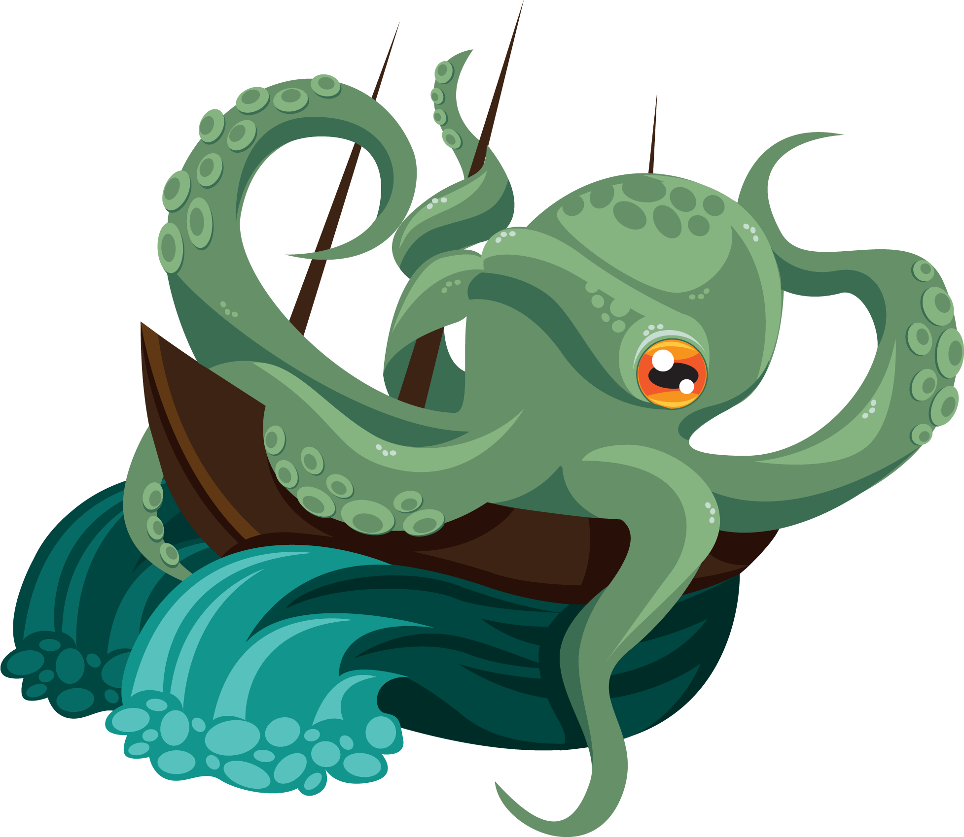 Octopus Fight Vector, Completed In Illustrator - Illustration (2000x1849)