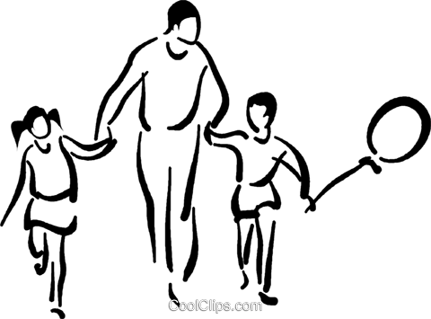 Parent Holding Children's Hand Royalty Free Vector - Pai E Filhos Vetor (480x355)