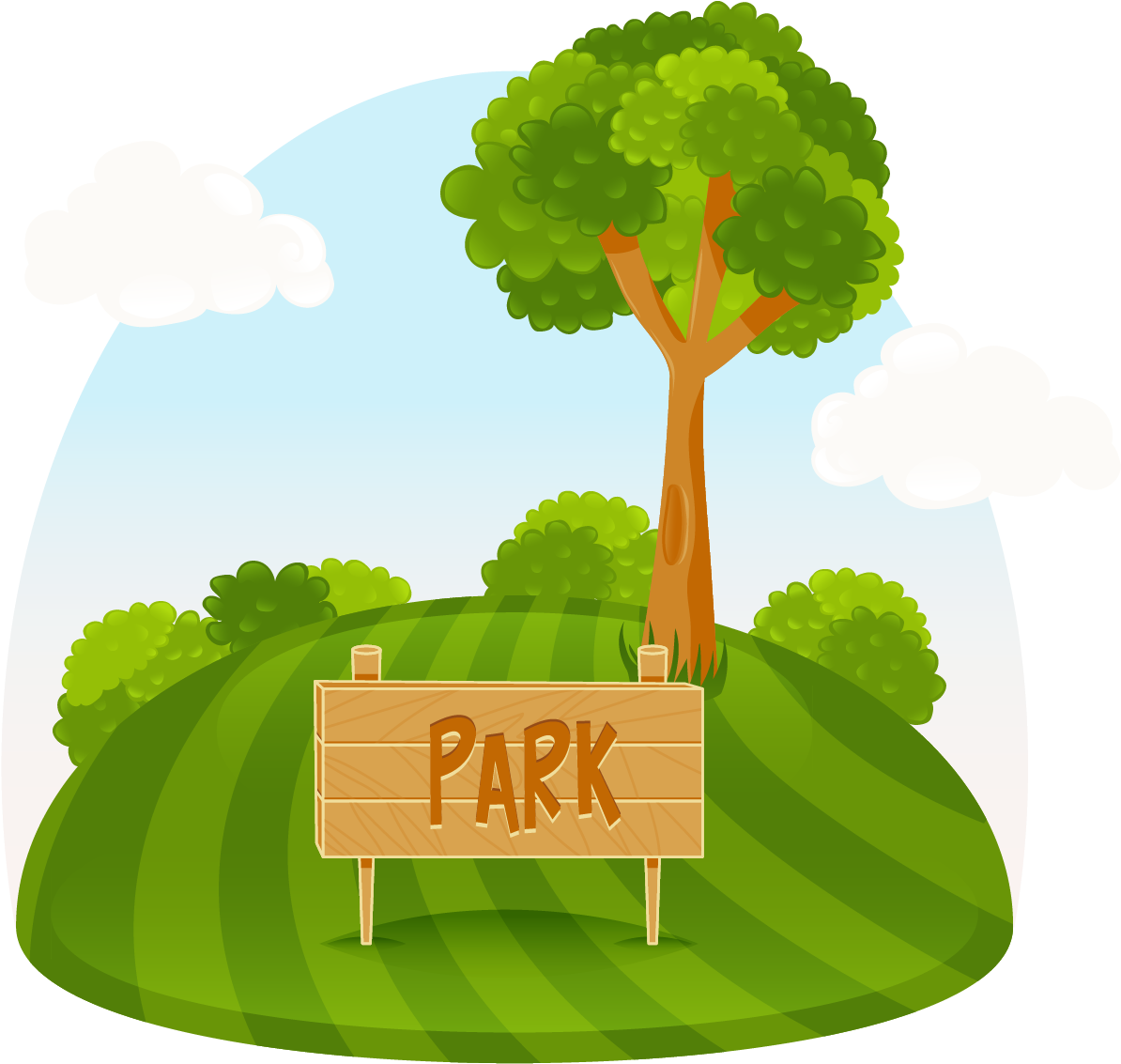 Amusement Park Tree Illustration - Trees Park Cartoon Png - (1426x1255) Png  Clipart Download