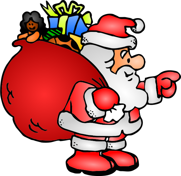 Free To Use Public Domain Christmas Clip Art - Santa Claus With Gifts (580x563)