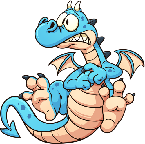 Stock Vector Of 'cartoon Scared Blue Dragon - Dragon Surprised Cartoon (500x497)