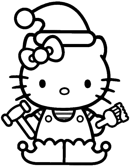 Hello Kitty Christmas Hat Coloring For Kids - Christmas Elf Coloring Pages (540x687)