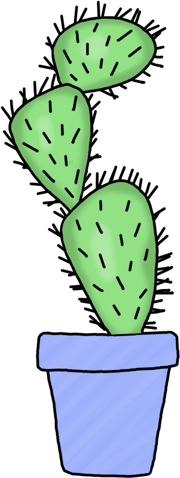 Opuntia Line Draw Color - Eastern Prickly Pear (597x1038)