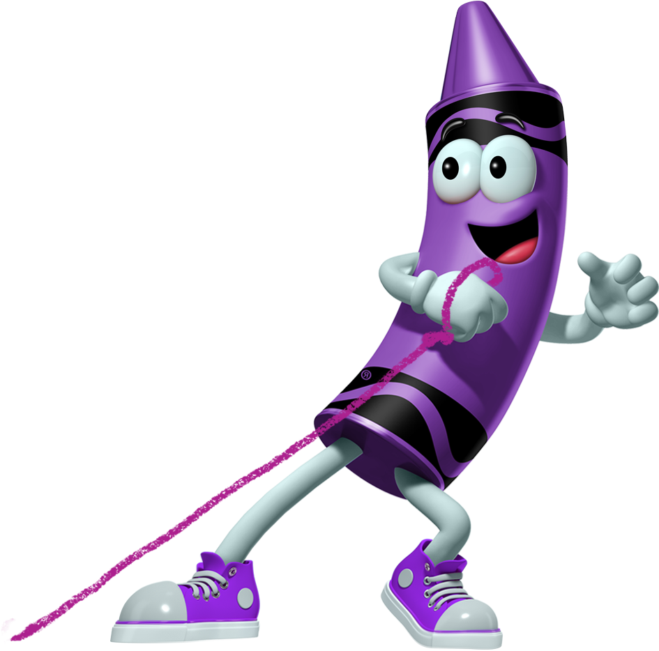 Purple Crayon Cartoon Character Pulling A Purple String - Purple Crayons Cartoon (944x978)