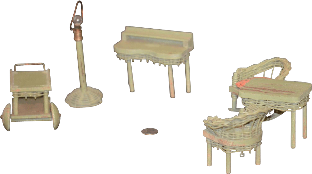 Old Miniature Wicker Wood Dollhouse Furniture Doll - Furniture (1004x1004)
