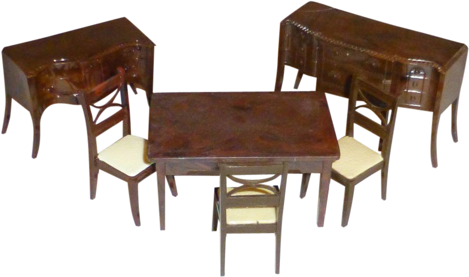 Vintage Renwal Doll House Dining Room Set Furniture - Dining Room (914x914)