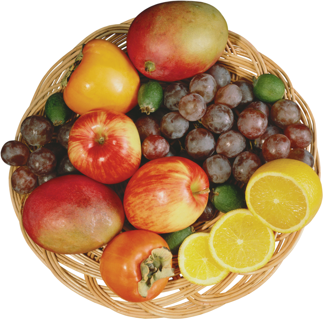 Mixed Fruits In Wicker Bowl Png Clipart - Bowl Of Fruit Png (1320x1306)