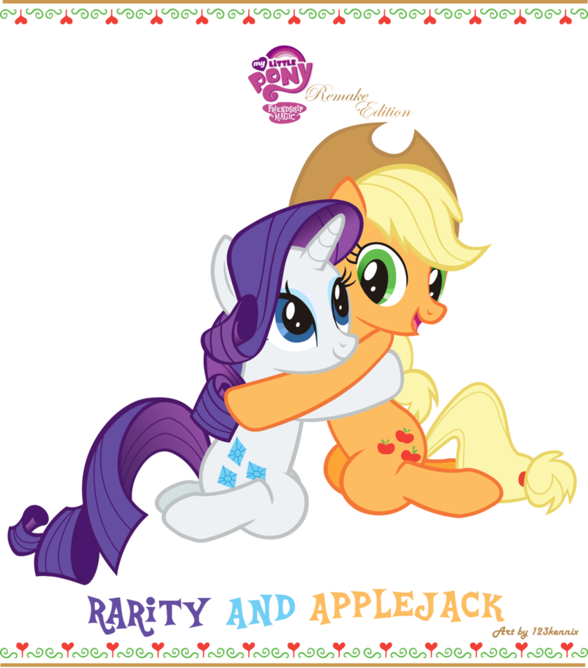 My Little Pony Applejack And Rarity Kiss - My Little Pony Friendship (839x952)