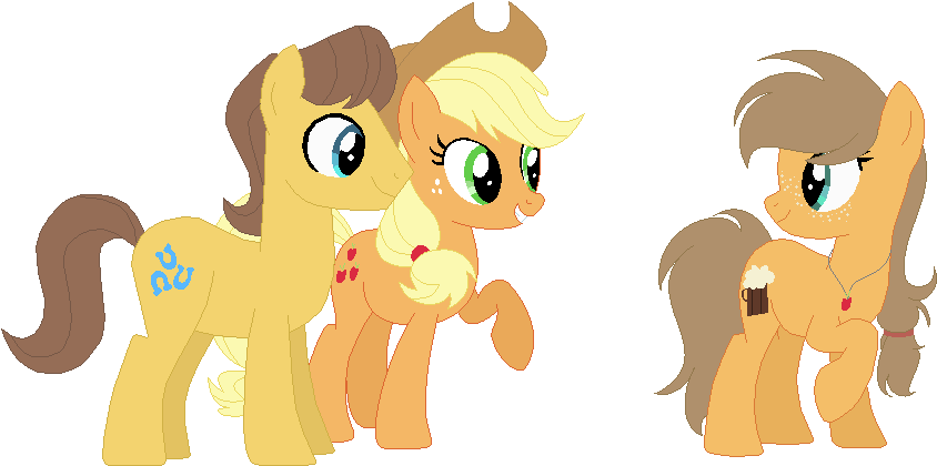 Parent - Applejack, Parent - Caramel, Parents - Carajack, - My Little Pony Applejack And Caramel Foals (936x444)