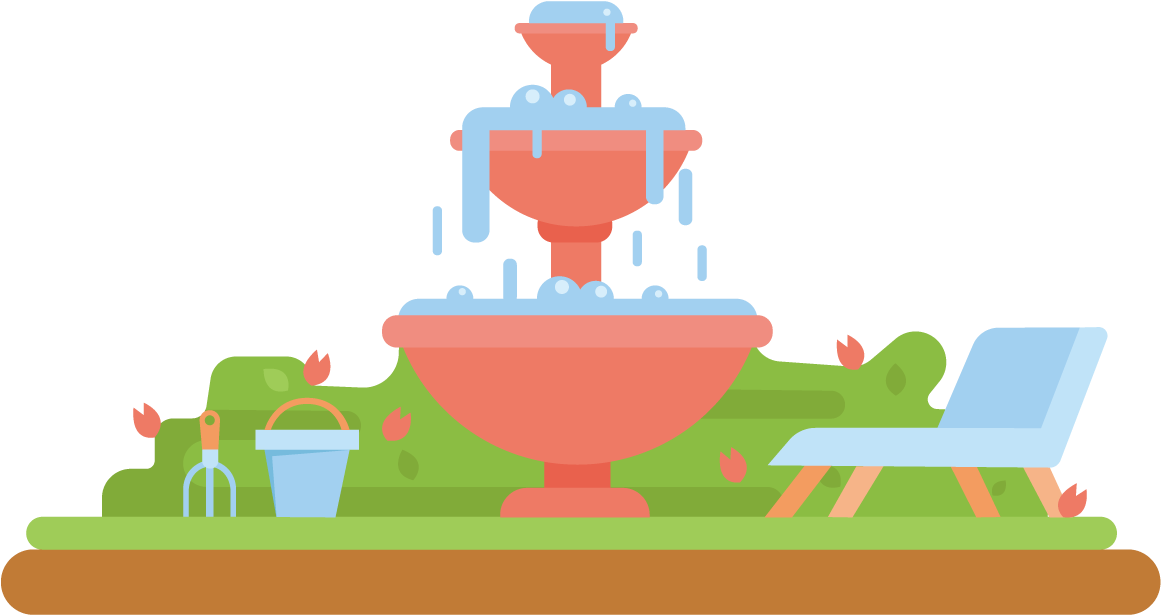 Fountain Garden Park Clip Art - รูป การ์ตูน สวน สาธารณะ (1200x1200)