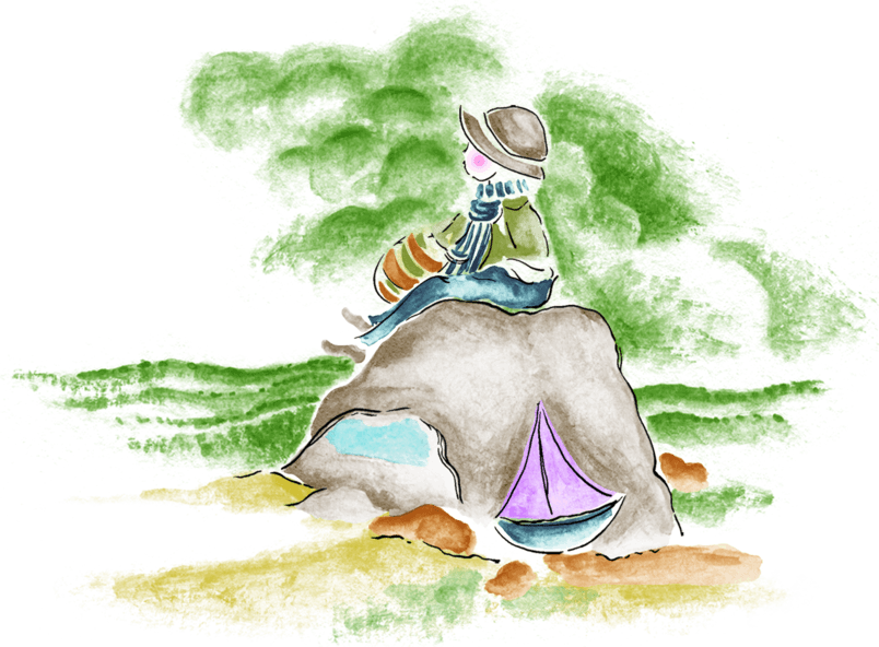 水彩清新小女孩风景插画 - رسم بنات كرتون بالالوان المائية (804x592)