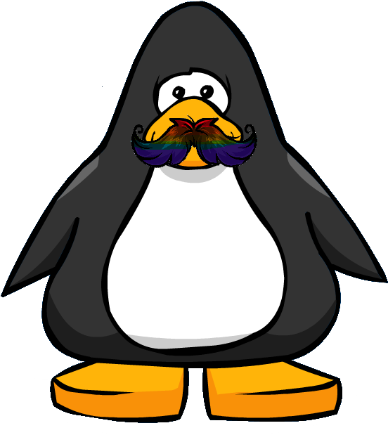 Multicolor Neon Mustache From A Player Card - Club Penguin Tour Guide Hat (632x637)