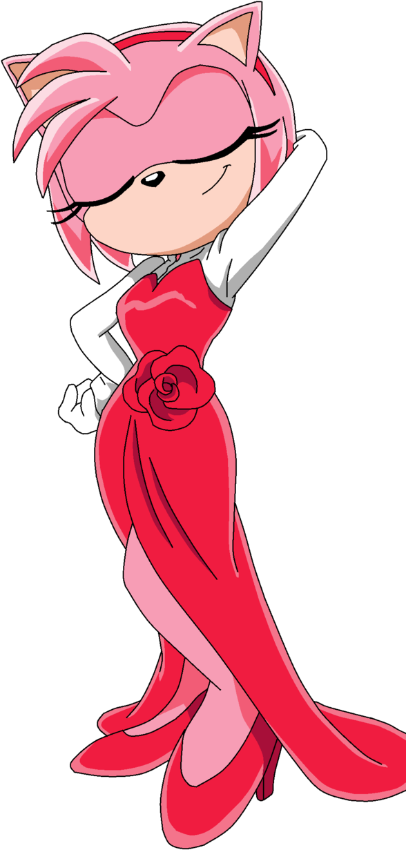 Sonic X Amy Rose Outfit Ep14 Artwork By Aquamimi123 - Amy Rose With A Dress Sonic X (633x1263)