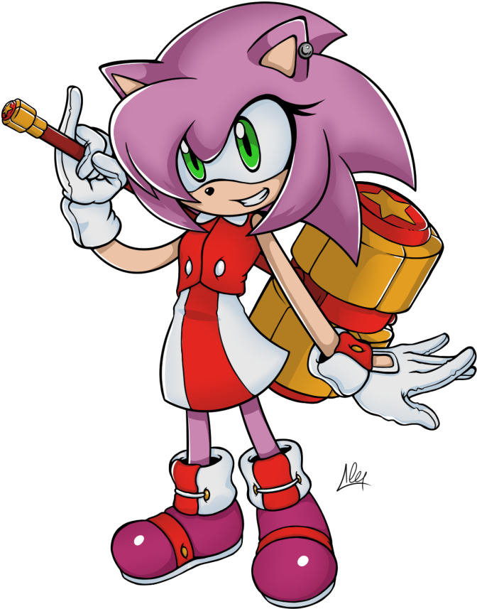 Amy Rose Redesign By Alex The Pyro - Cartoon (750x917)