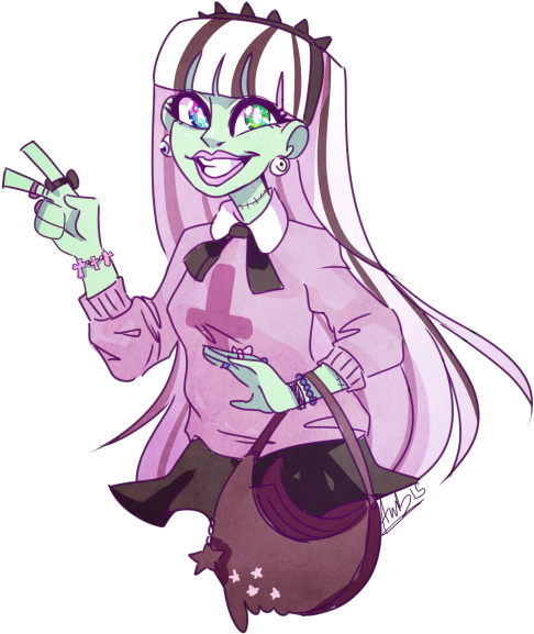 Pastel Goth Frankie Stein <3 Monster High Fan Art By - Cartoon (500x589)