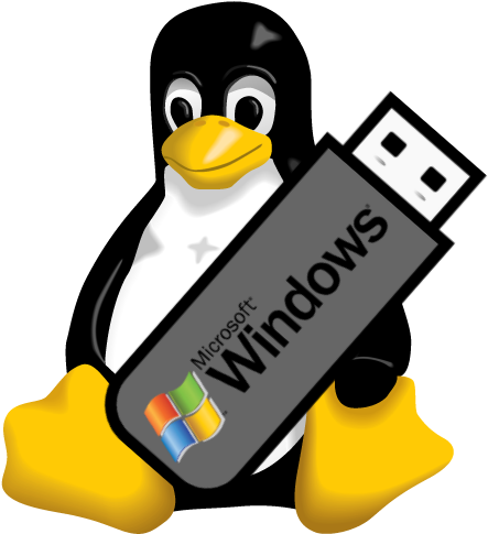 A Microsoft Windows Bootable Usb Flash Drive In Linux, - Linux Penguin (500x600)