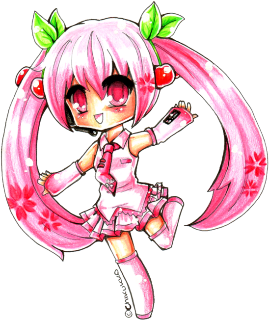 Sakura Miku By Chikukko - Sakura Miku Pixel Gif (600x703)