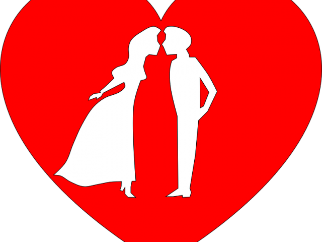 Kisses Clipart Loveheart - Couple In Heart Tile Coaster (640x480)
