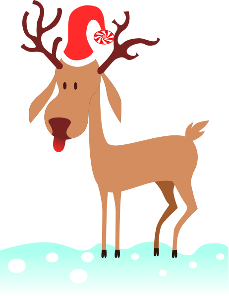 Christmas Reindeer Cartoon Png (462x597)