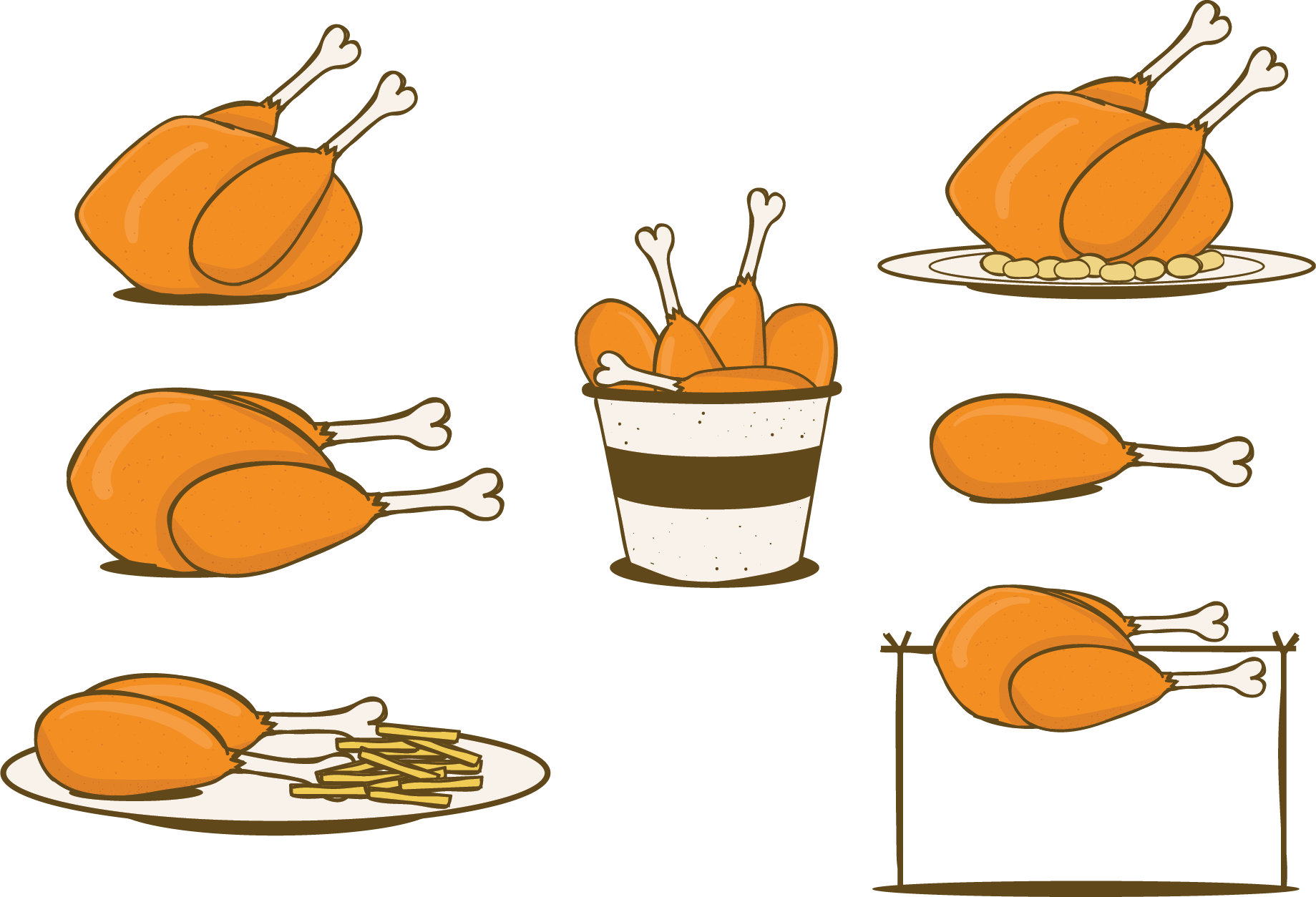 Fried Chicken French Fries Barbecue Euclidean Vector - Pollo Vector (1839x1254)