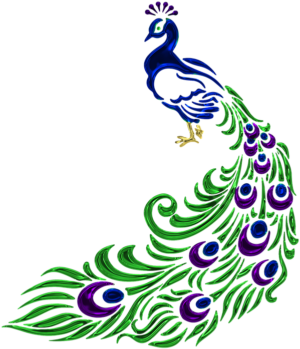 Jewel, Peacock, Jewelry, Feather, Crystal, Gem - Peacock Clipart Black And White (612x720)