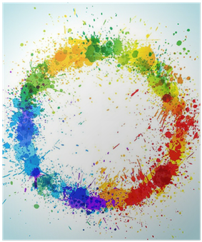Color Paint Splashes Round Background Poster • Pixers® - Color Splash Vector Png (400x400)