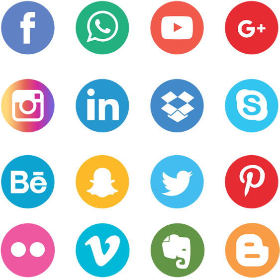 Social Media Icons Set Network Background Smiley Face - Social Media Icons Png (640x640)