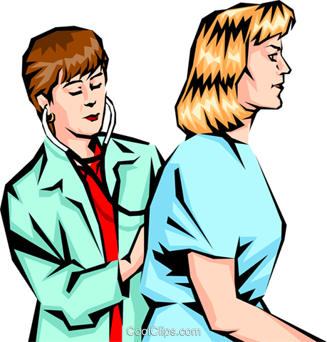 Doctor Examining Patient Royalty Free Vector Clip Art - Doctor Examining A Patient Clipart (459x480)