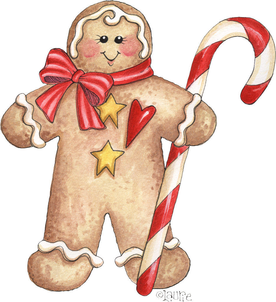 Gingerbread Boy With Candy Cane - Gingerbread Boy With Candy Cane (936x1024)
