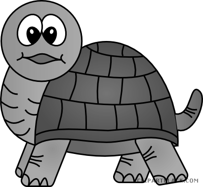 Cute Turtle Animal Free Black White Clipart Images - Clip Art (411x379)