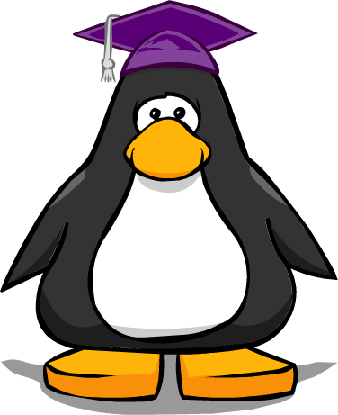 Purple Graduation Cap On Player Card - Club Penguin Ninja Mask (376x461)