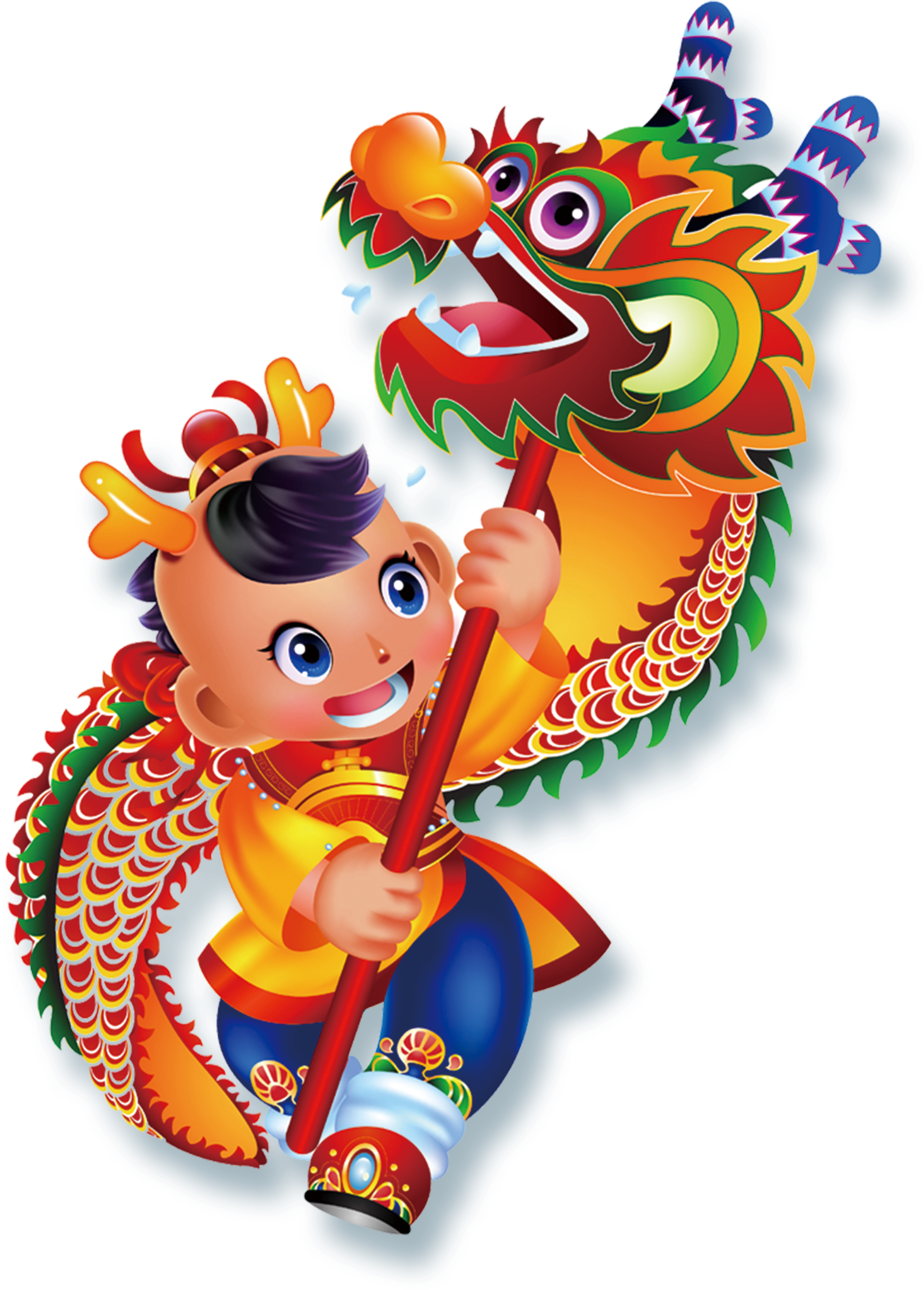 Dragon Dance Lion Dance Chinese New Year Cartoon Illustration - Chinese New Year Lion Png (2500x3410)