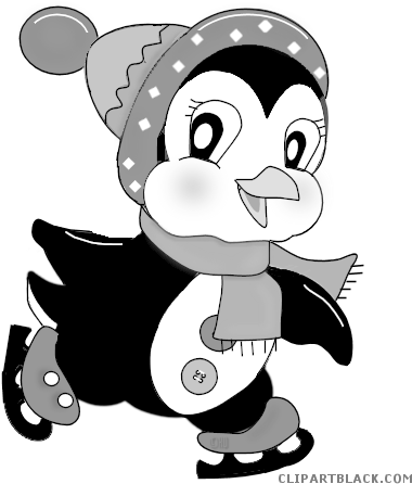 Winter Penguin Animal Free Black White Clipart Images - Penguin Png Clipart (453x458)