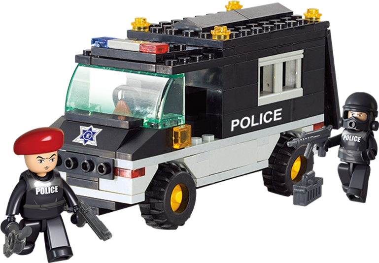 Sluban City Police Swat Action Teams Military Building - Patrol Car - Sluban (800x800)