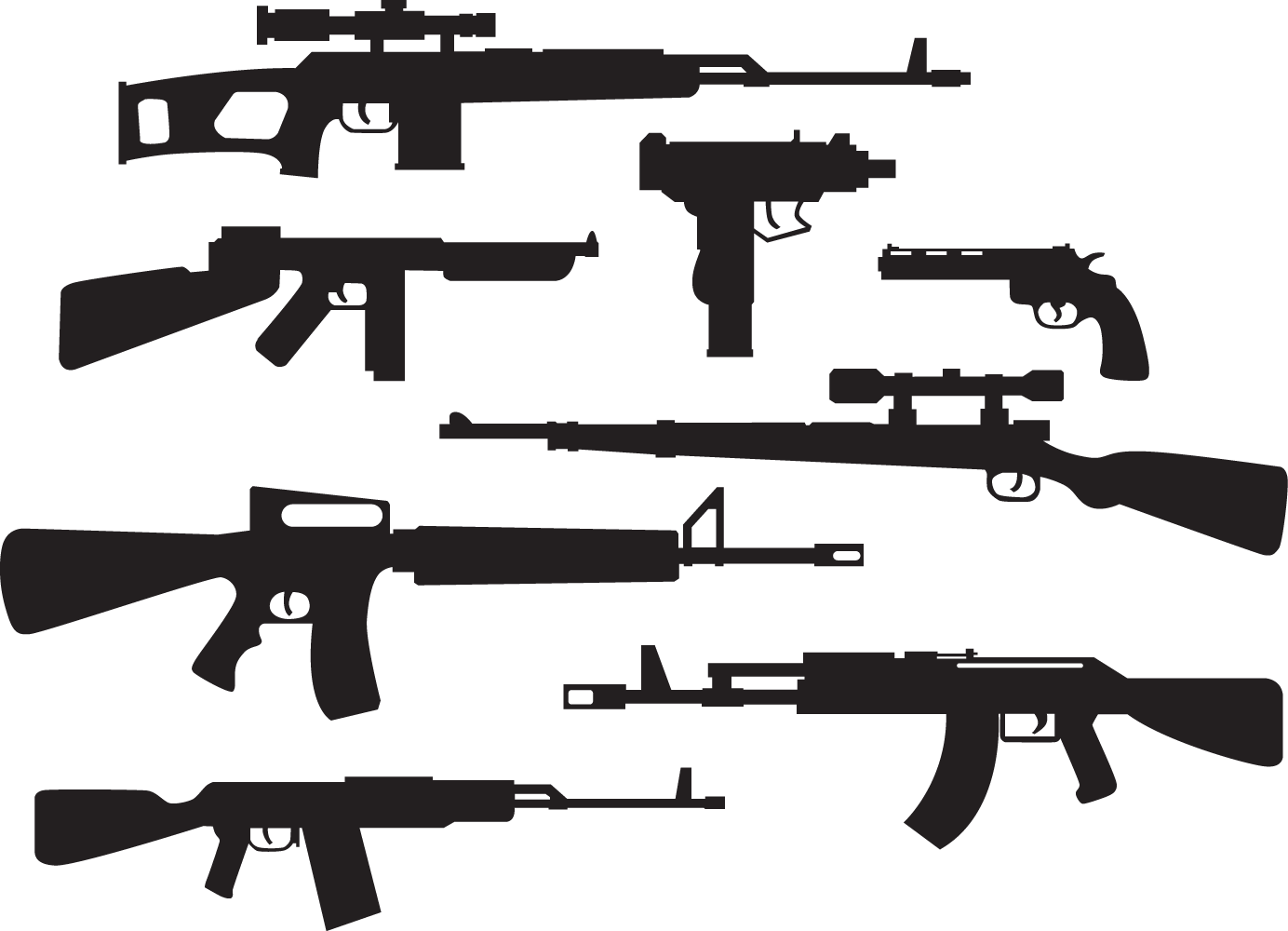 M16 Rifle Ak-47 M4 Carbine Assault Rifle M14 Rifle - Military Base Front View Vector (1384x1000)