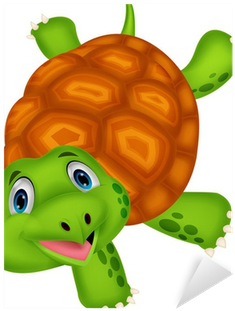 Cute Turtle Cartoon Standing With Hand Sticker • Pixers® - Turtle (400x400)