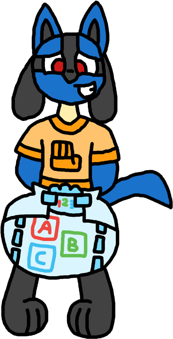 Luke The Lucario By Diaperbuttquartzie - Lucario Wearing A Diaper (678x1179)