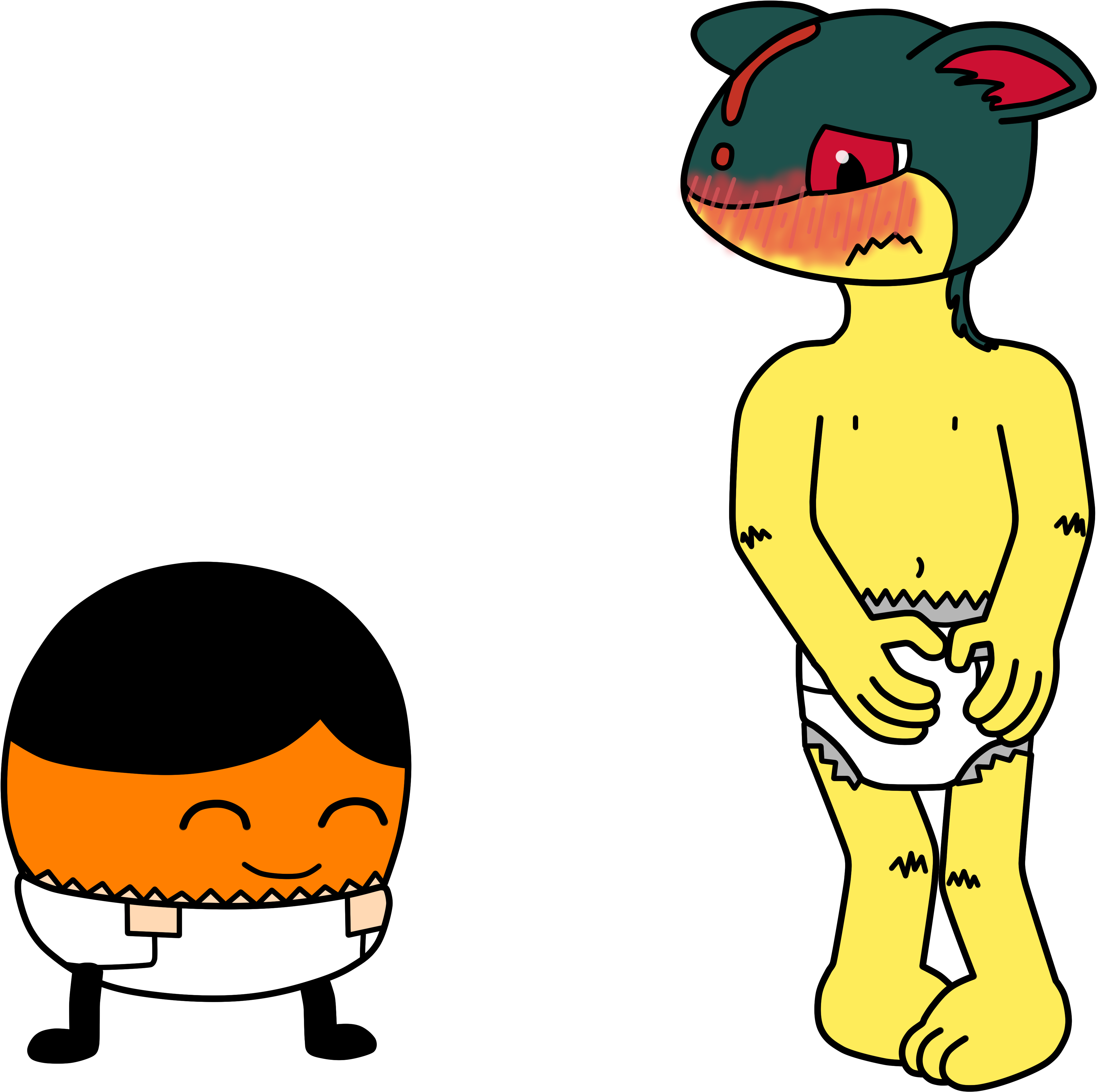 Orange Ball And George In Diapers - Orange Ball And George In Diapers (4412x4500)