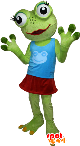 Mascot Very Funny Green Frog With Big Eyes - Cartoon (600x600)
