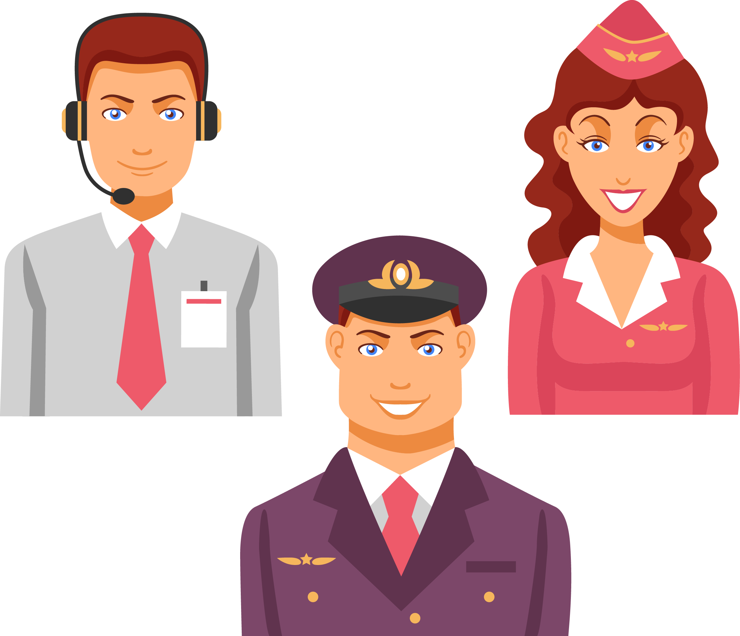 Airplane Cartoon Airport - Male Flight Attedant Cartoon (2385x2051)