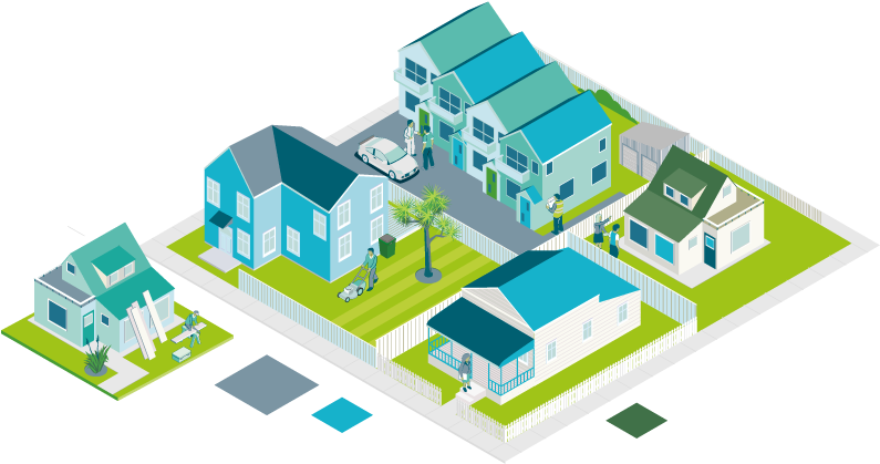 Landing Page Image Of Houses In A Block - House (900x425)