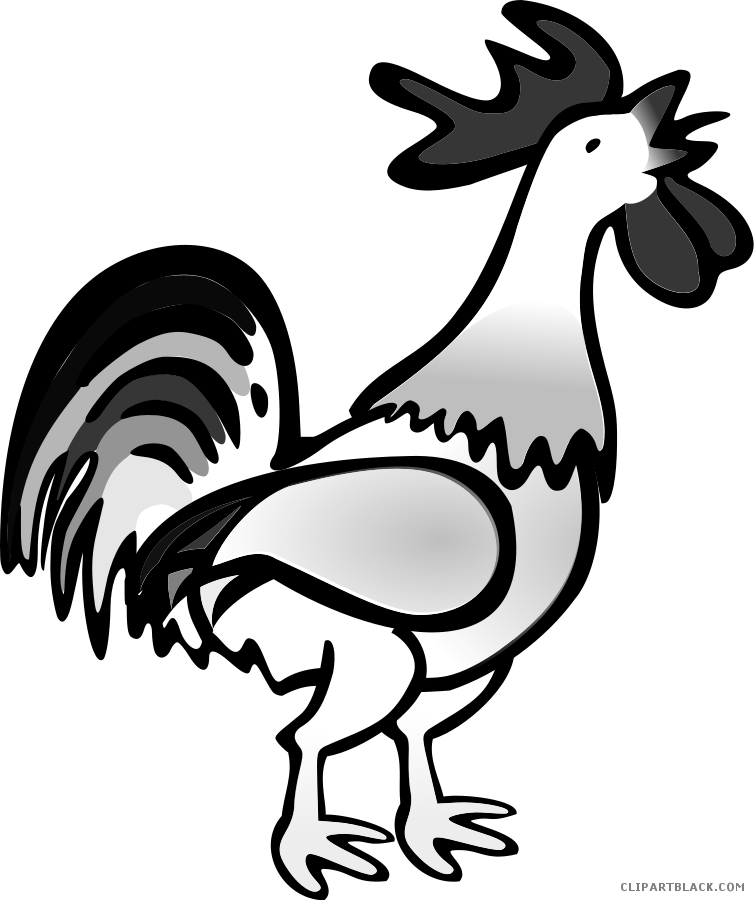Rooster Animal Free Black White Clipart Images Clipartblack - Custom Rooster Shower Curtain (754x900)