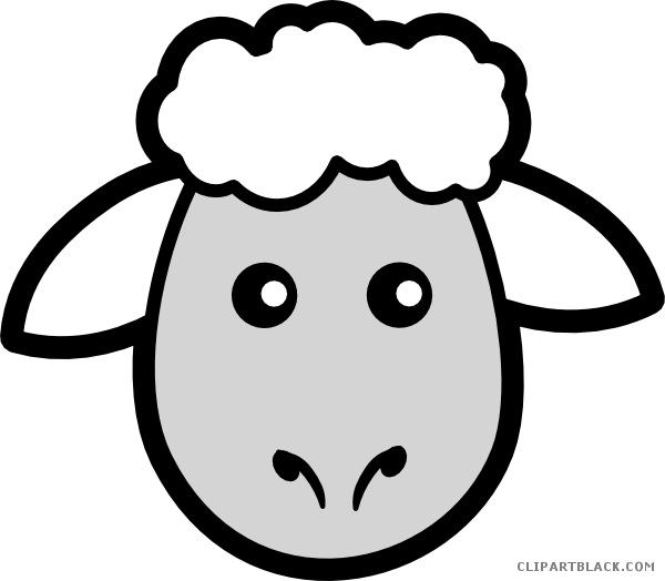 Cartoon Sheep Animal Free Black White Clipart Images - Clip Art Cow Face (600x524)