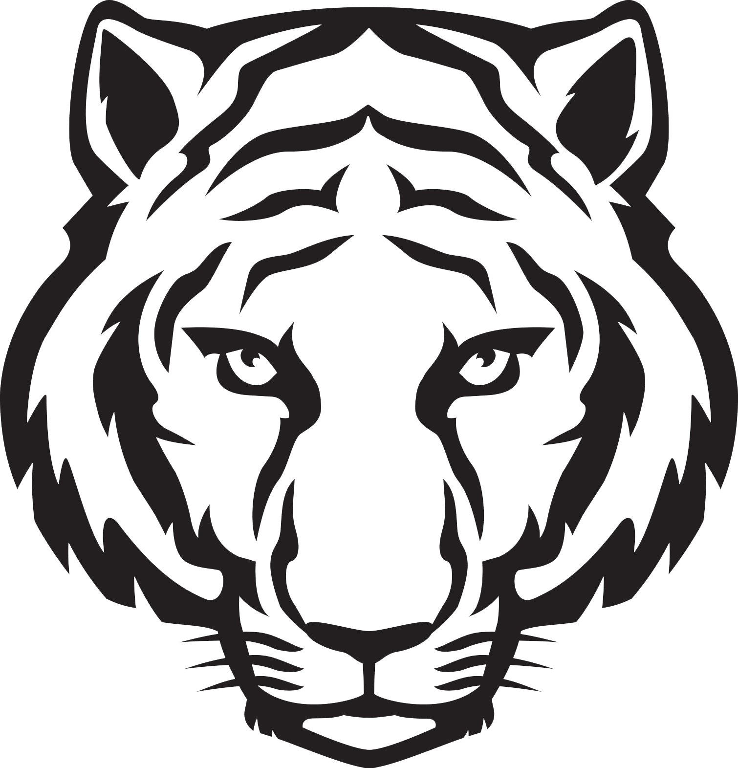 Tiger Face Clip Art Color Clipart Panda Free Images - Draw A Tiger Face (1510x1571)