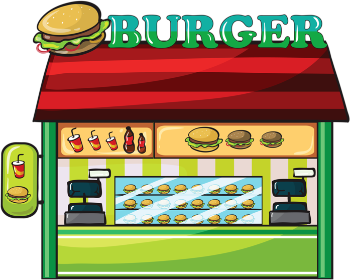 Fast Food Restaurant Hamburger Clip Art - Cartoon Fast Food Restaurant (800x615)