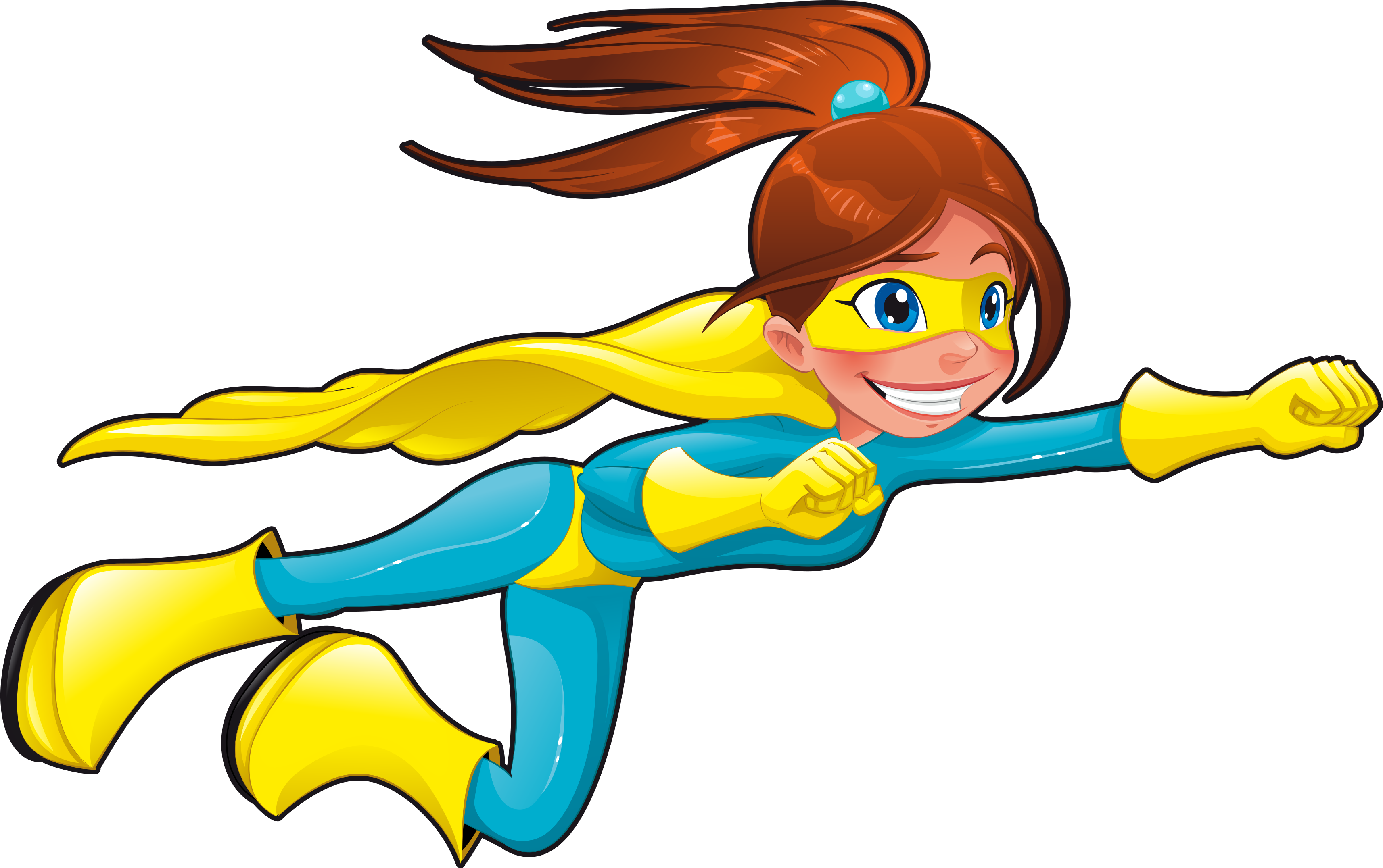 Great Idea - Superhero Flying Cartoon - (3460x2200) Png Clipart Download. 
