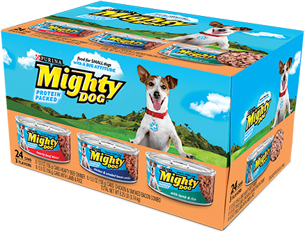 8 Count Finely Ground Variety Pack - Purina Mighty Dog Hearty Beef, Chicken & Smoked (475x394)