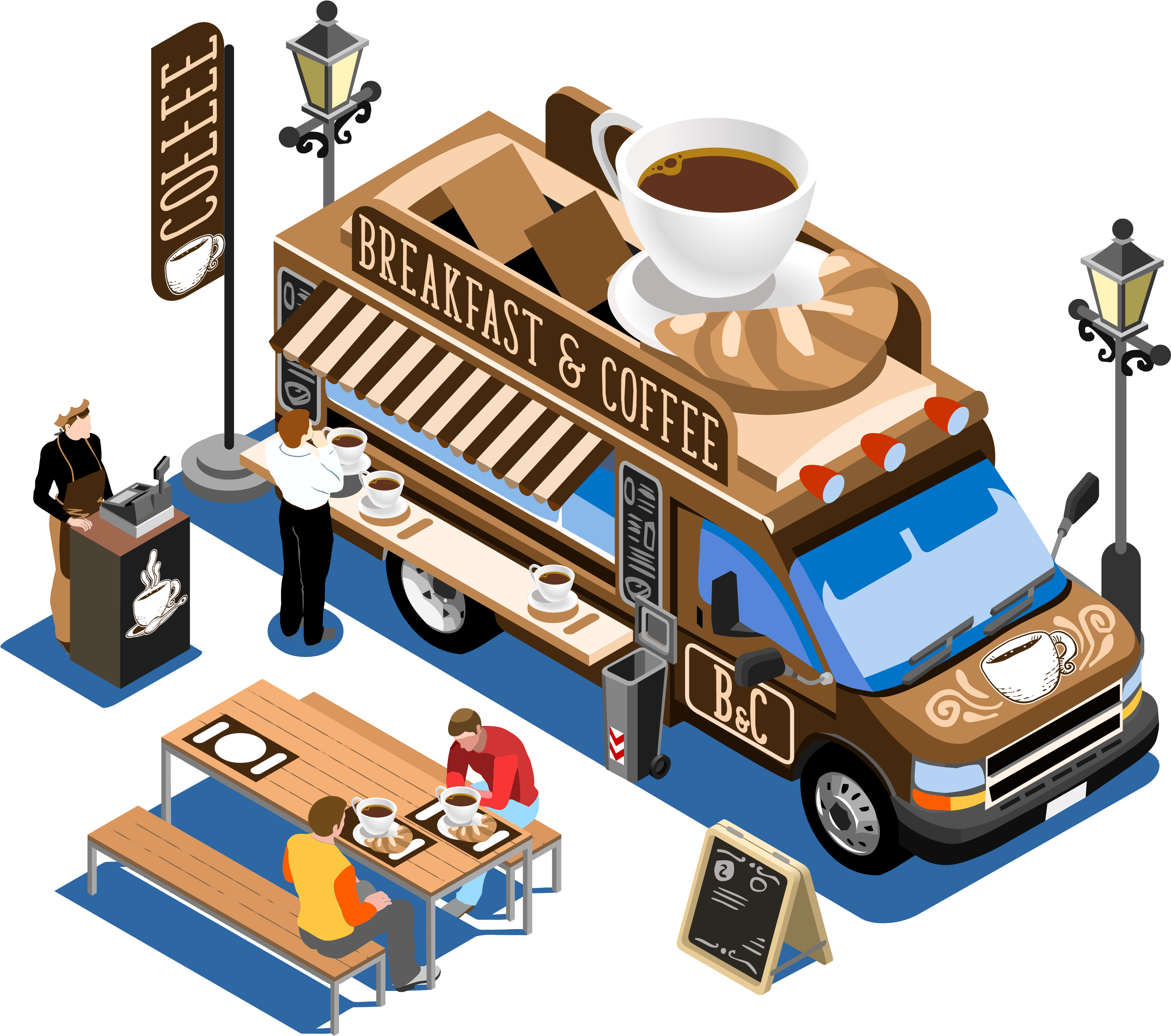 Coffee Espresso Cafe Street Food Breakfast - Vector Graphics (4167x4167)