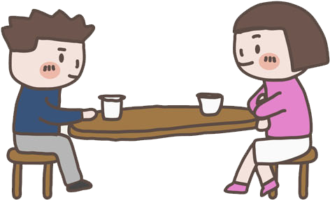 Dining Men And Women - Cartoon (600x600)